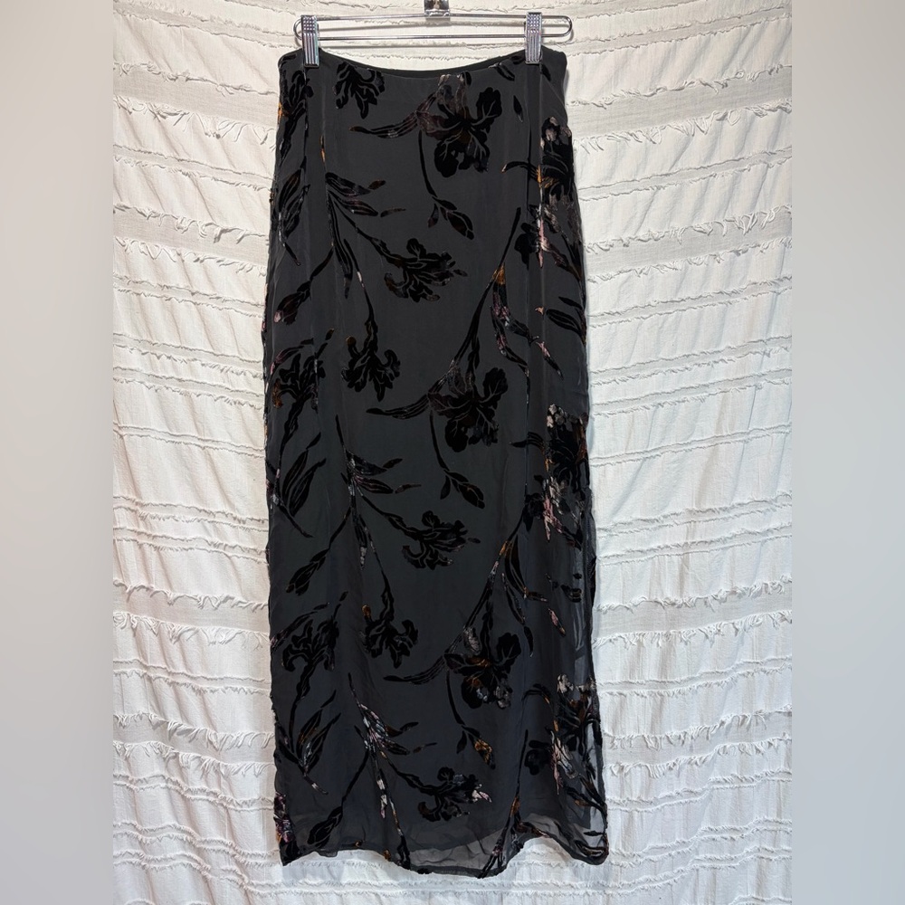 Black Floral Midi Skirt
